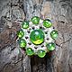 Кольцо "Изумруд", стекло лэмпворк lampwork, серебро, Кольца, Нижний Новгород,  Фото №1