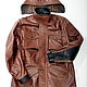 Men's M65 brown leather jacket with hood, Mens outerwear, Pushkino,  Фото №1
