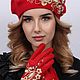 Берет и перчатки "Вдохновение" красный. Комплекты головных уборов. Дом моды Анастасии Ларионовой. Ярмарка Мастеров.  Фото №5