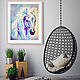 Картина лошадь белый конь 50х60. Картины. Юлия Берсенева Цветные коты. Ярмарка Мастеров.  Фото №5