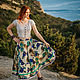 Long linen skirt with lace 'Flowers on the sand'. Skirts. Kupava - ethno/boho. Online shopping on My Livemaster.  Фото №2