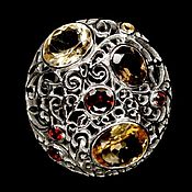 Кольца: Кольцо из серебра с рубином кабошоном Ольга