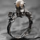  кольцо серебряное, Memento mori, с черепом, с жемчугом, Кольца, Москва,  Фото №1