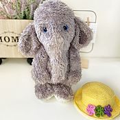 Куклы и игрушки handmade. Livemaster - original item Teddy the elephant in a hat with flowers. Handmade.
