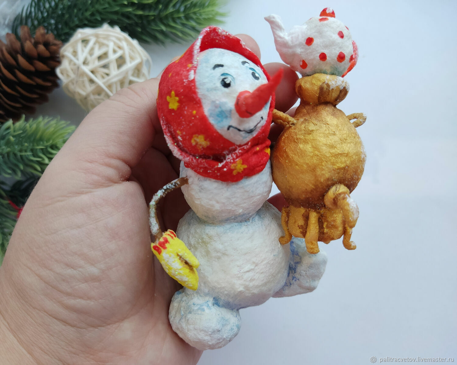 Ватная игрушка "Снеговик бабуля" купить в интернет-магазине Ярмарка ...