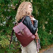 Сумки и аксессуары handmade. Livemaster - original item Backpacks: Women`s burgundy leather Backpack Michelle Mod. R. 10-182. Handmade.