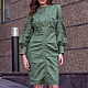' Fashion olive ' cotton dress with voluminous sleeves, Dresses, St. Petersburg,  Фото №1