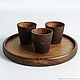 A set of textured wooden glasses of 3 pcs. on a tray. R9. Shot Glasses. ART OF SIBERIA. Online shopping on My Livemaster.  Фото №2