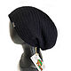 Men's black hat, unisex' Black ' binnie, Caps, Moscow,  Фото №1