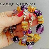 Украшения handmade. Livemaster - original item Bracelet and earrings amber quarz amethyst. Handmade.