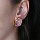 Order Stud Earrings with Stone, Pink earrings with quartz 2023. Irina Moro. Livemaster. . Stud earrings Фото №3