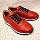 Women's sneakers, made of genuine python leather, in bright red color!, Sneakers, St. Petersburg,  Фото №1