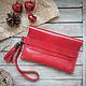 Anemone Red leather cosmetic bag, Beauticians, St. Petersburg,  Фото №1