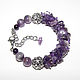 Bracelet bunch of purple amethyst stones, Bead bracelet, Moscow,  Фото №1