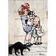 Вышитая гладью картина "Девочка и Кошка", Картины, Новороссийск,  Фото №1