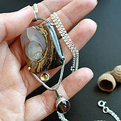 Klimt - серебряное кольцо с окаменелым кораллом