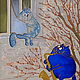 Stained glass painting Spring Blues. Blue cats by Rina, Sanuk, Pictures, Severodonetsk,  Фото №1