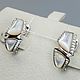 Silver earrings with mother of pearl and cubic zirconia, Earrings, Moscow,  Фото №1