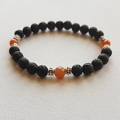 Classic men's bracelet made of black agate and hematite