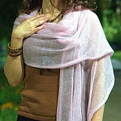 scarves: Scarf knitted from mink/angora blue melange scarf fluffy