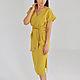 Linen dress with a mustard-colored belt. Dresses. e-fashionspb. My Livemaster. Фото №5