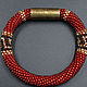 Order Harness bracelet knitted beaded Greek pattern red solid color. KOTiYA. Livemaster. . Bead bracelet Фото №3