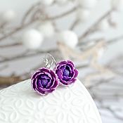 Украшения handmade. Livemaster - original item Handmade earrings with purple peony. Handmade.