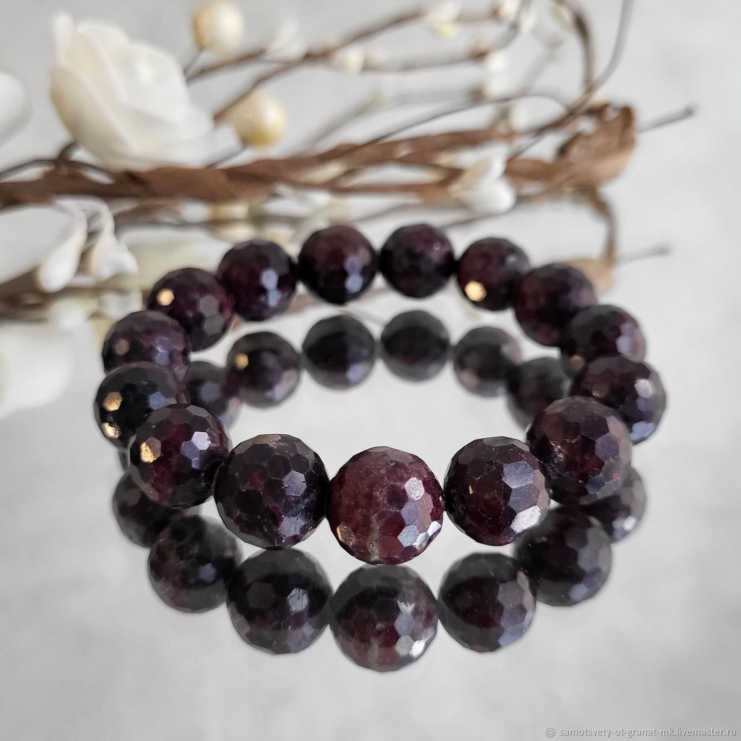 Браслет украшения из граната натуральных камней в интернет-магазине ...