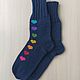 Заказать RussianSocks Вязаные носки с сердечками тёмно-синие любимому парню. RussianSocks ВЯЗАНЫЕ НОСКИ ВАРЕЖКИ. Ярмарка Мастеров. . Носки Фото №3