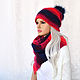 Set women's knitted: double hat scarf ' Fire'. Caps. Natalie Wool -Art. Online shopping on My Livemaster.  Фото №2