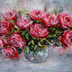Picture of wool a Bouquet of roses in a vase, Pictures, Engels,  Фото №1