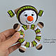 Snowman Round green-knitted rattle on a wooden ring. Teethers and rattles. Zzabava. My Livemaster. Фото №4