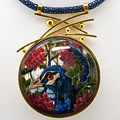 Украшения handmade. Livemaster - original item Pendant Peacock. Jewelry painting. Silver. Gold plated.. Handmade.