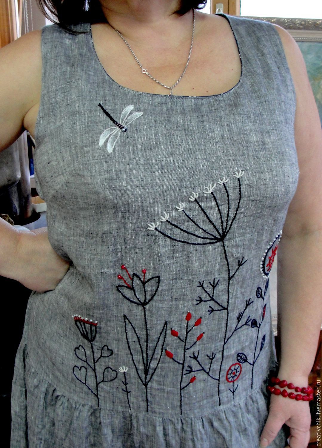 Summer linen dress with hand carolrdavisr     