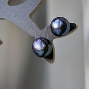 Украшения handmade. Livemaster - original item Stud Earrings with natural pearls Black Peacock. Handmade.