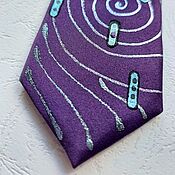 Аксессуары handmade. Livemaster - original item Purple Klimt tie, author`s painting, narrow 5.5 cm.. Handmade.