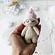 Игрушка вязаная пупс гномик спицами для новорожденного сиреневый. Куклы и пупсы. Вязаные игрушки и шапочки для фотосессии новорождённых. Мастер-классы.. Ярмарка Мастеров.  Фото №4