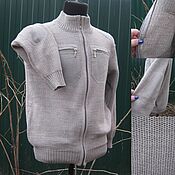 Мужская одежда handmade. Livemaster - original item Knitted from flax .Bomber Chain mail with 100% textile linen trim. Handmade.