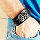 Wide Leather Bracelet Om symbol Yoga Meditation. Hard bracelet. Brave. Online shopping on My Livemaster.  Фото №2