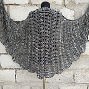 Аксессуары handmade. Livemaster - original item Shawl Knitted Cape Grey Melange Openwork Shawl. Handmade.