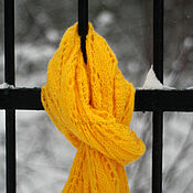 Аксессуары handmade. Livemaster - original item Big yellow knitted scarf, stole 
