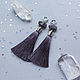 Earrings brush gray with labradorite, Tassel earrings, Moscow,  Фото №1