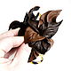 Crab Large Hair Clip Chocolate Flower Leather Brown, Hairpins, Moscow,  Фото №1