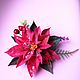 Brooch-pin: ' Poinsettias the Christmas star'. Brooches. Ermine. Online shopping on My Livemaster.  Фото №2