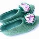 Order Green felted Slippers with flower. snezhana-snezhina (snezhanap). Livemaster. . Slippers Фото №3