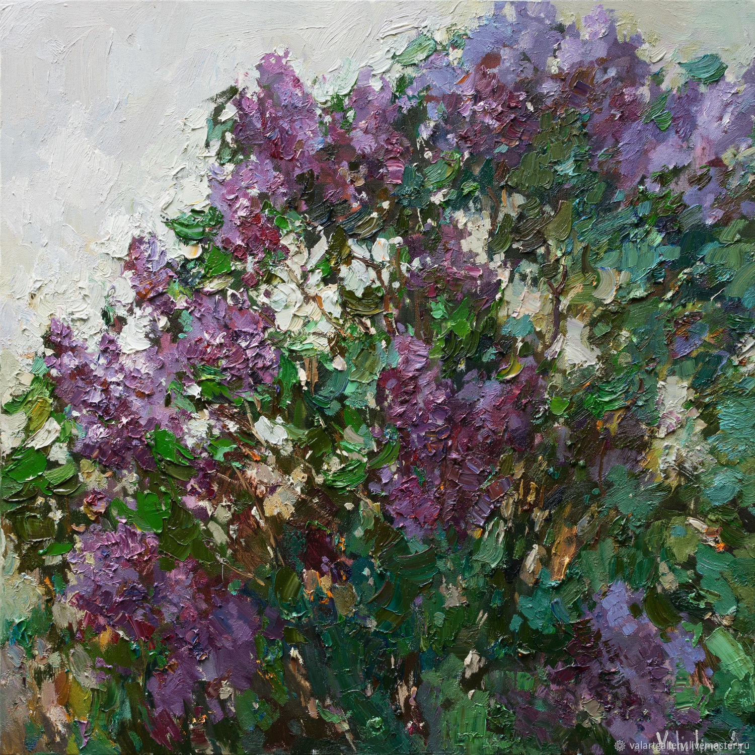 Blooming purple lilacs Original oil painting 90 x 90 cm, Pictures, Anapa,  Фото №1