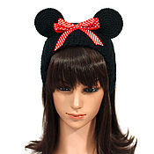 Аксессуары handmade. Livemaster - original item Headband with Minnie mouse ears, knitted for hair black. Handmade.
