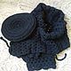 Order Beret and scarf-Cape'Dark blue' handmade. hand knitting from Galina Akhmedova. Livemaster. . Headwear Sets Фото №3