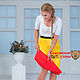 Double-sided polyester skirt with elastic red-yellow, Skirts, St. Petersburg,  Фото №1