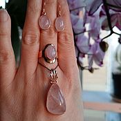 Розовые турмалины кольцо, серебро 925 пробы